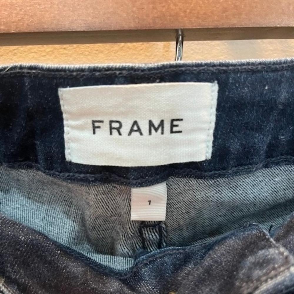 FRAME Le One Skinny Jeans Dark Wash High Rise Stretch Denim Women's Size 1 - Picture 3 of 5